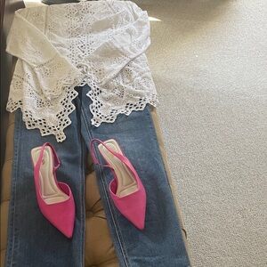 SARTO By Franco Sarto Hot Pink Pointed-Toe Slingback Heels